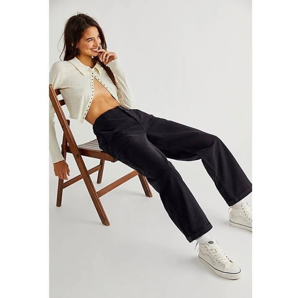 Free People Pants - FREE PEOPLE — THE RELAXED BOYFRIEND CHINO PANTS, BLACK, SIZE US 25
